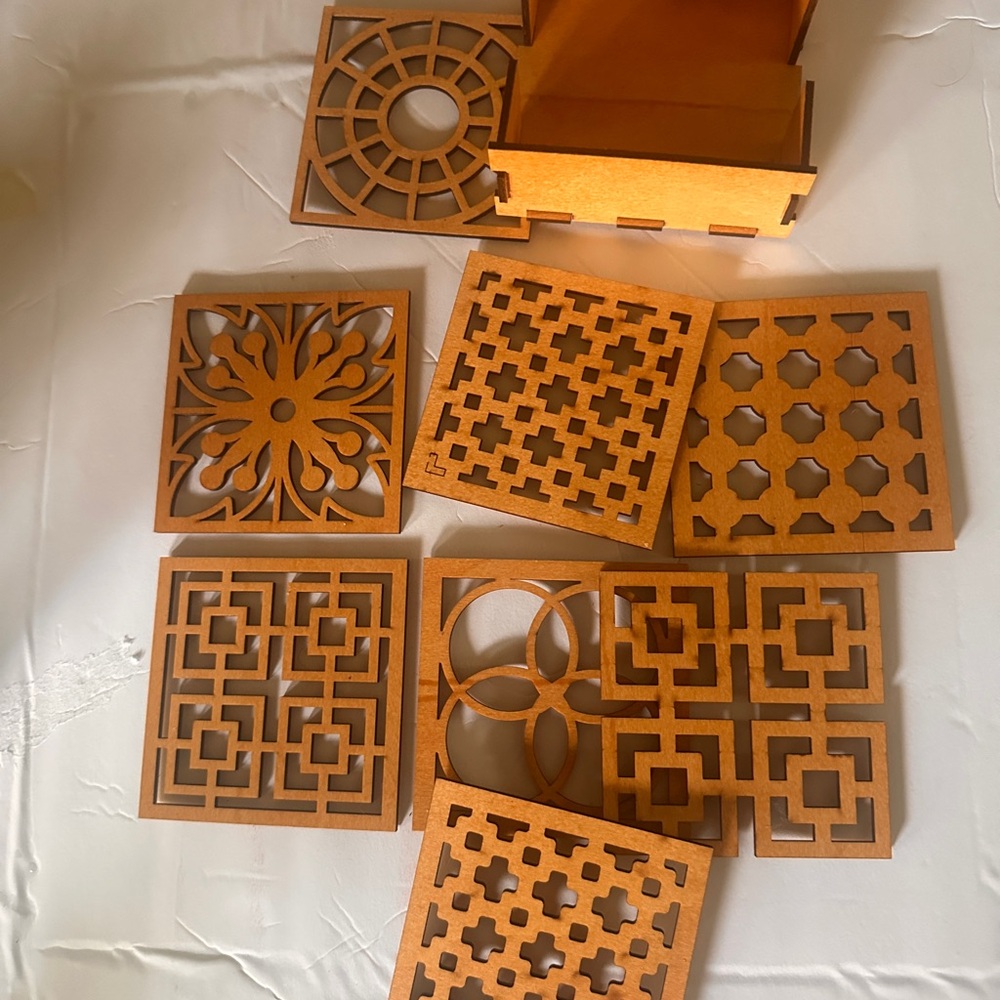 Women Other - Decorative Laser-Cut Coasters in Brown